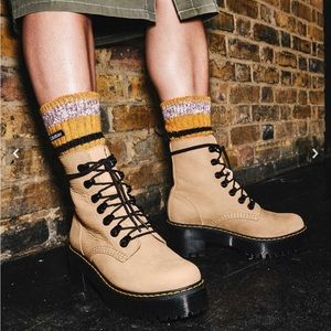 Dr. Martens Leona Nubuck Leather Lace Up Boots